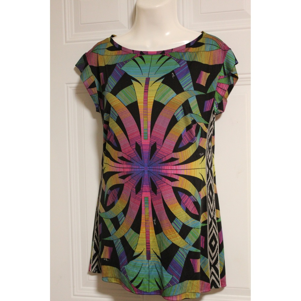 Emilio Pucci Firenze Silk Tunic Blouse Top Signature Geometric Print Italy Made - Picture 13 of 13